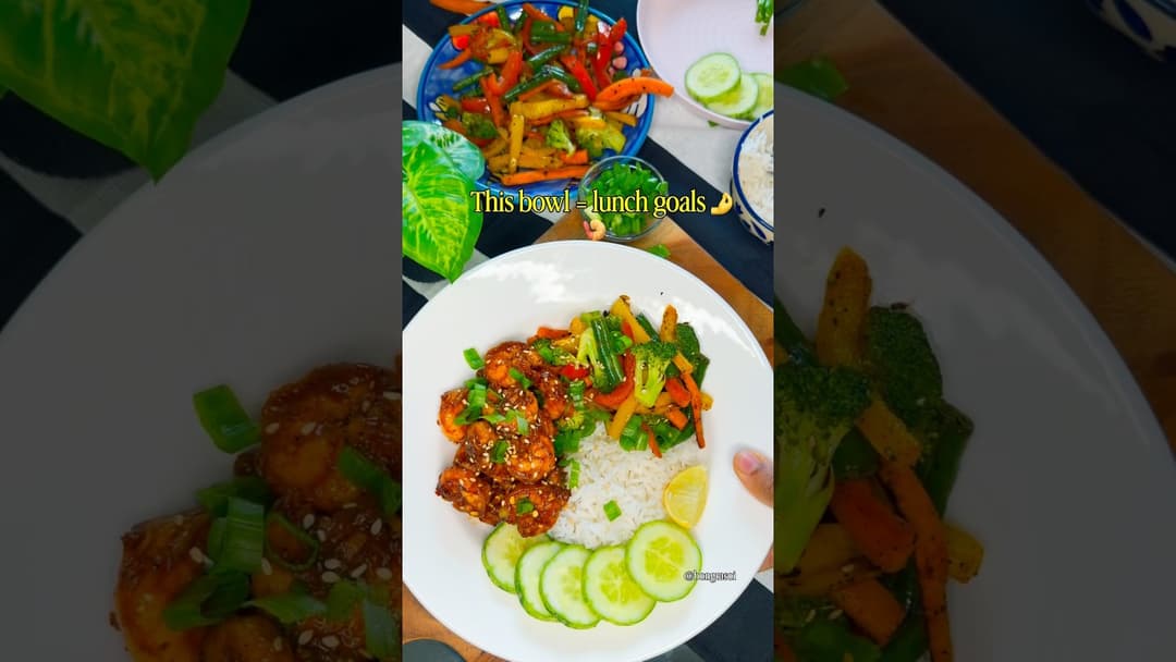 High-Protein Honey Garlic Prawns Bowl 🍤✨ | Healthy Lunch Idea | Bong Rasoi #shorts #easymeals